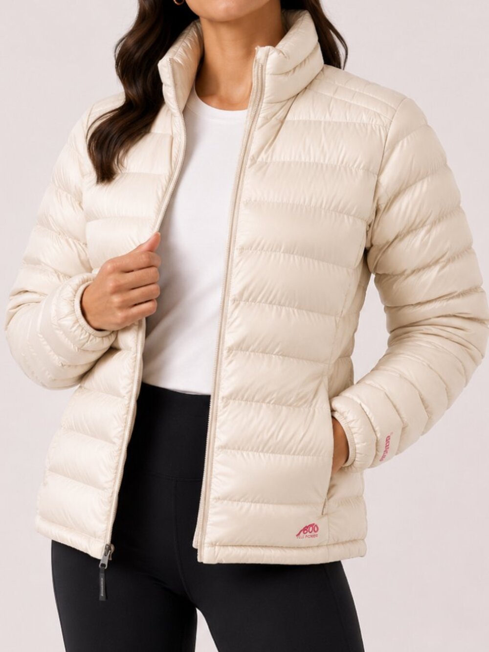 GO LITE 800 Down Puffer Jacket Coat Ivory Cream XS
